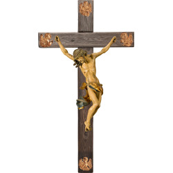 Cristo Barroco en cruz Madera vieja con Evangelistas